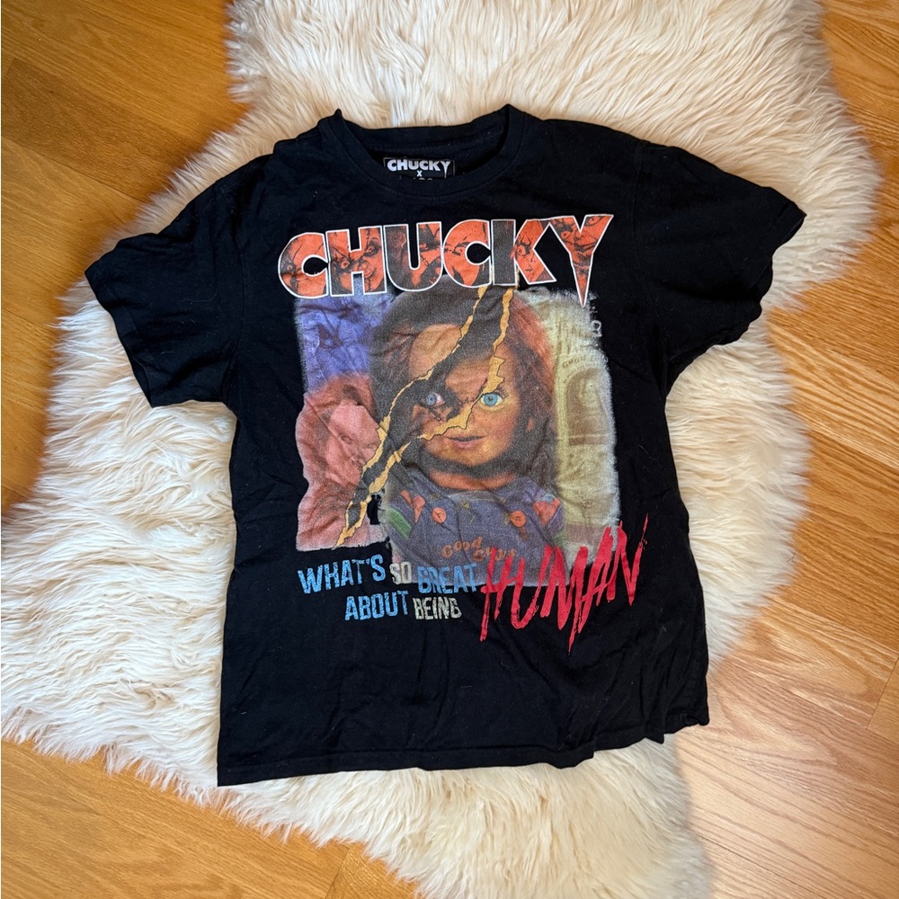 Black Chucky Horror Graphic Tee Short Sleeve